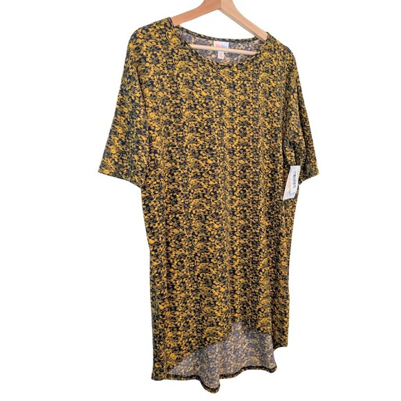 NWT LuLaRoe Irma Tunic Women's XS Top Oversized Shirt relaxed Blue & Yellow - Picture 1 of 6